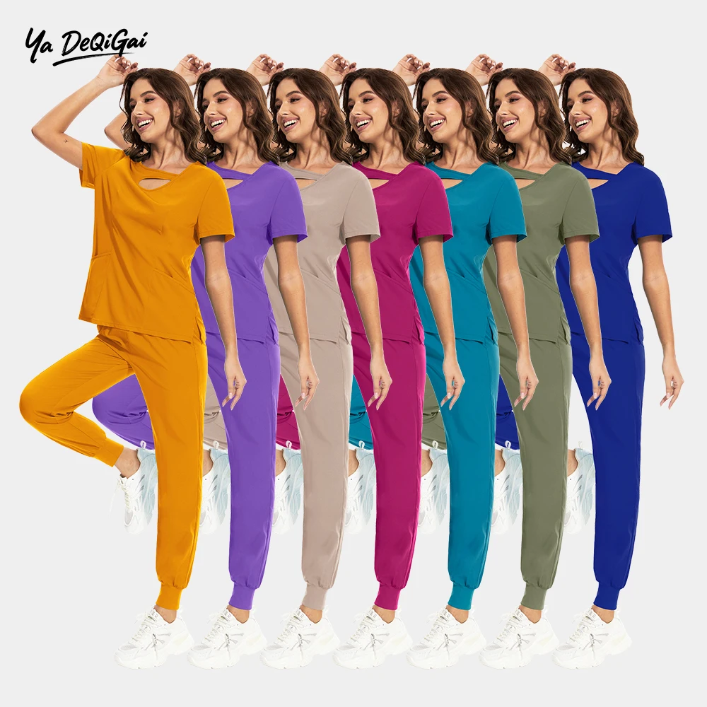 

Women Scrub Surgical Uniform Medical Nursing Accessories Scrubs Top Joggers Sets Nurse Doctor Fashion Workwear Hospital Uniforms