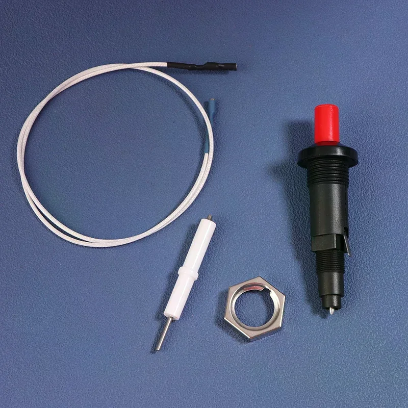 1 Set Push Button Piezo Ignitor With Cable Spark Ignition Kit, Pressing Sparking For Oven Stove BBQ Camping Hiking Kitchen Tool