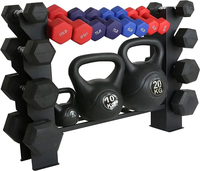 

Black Multifunctional Strength Training Weight Holders Home Gym 3 Tier Dumbbell Rack