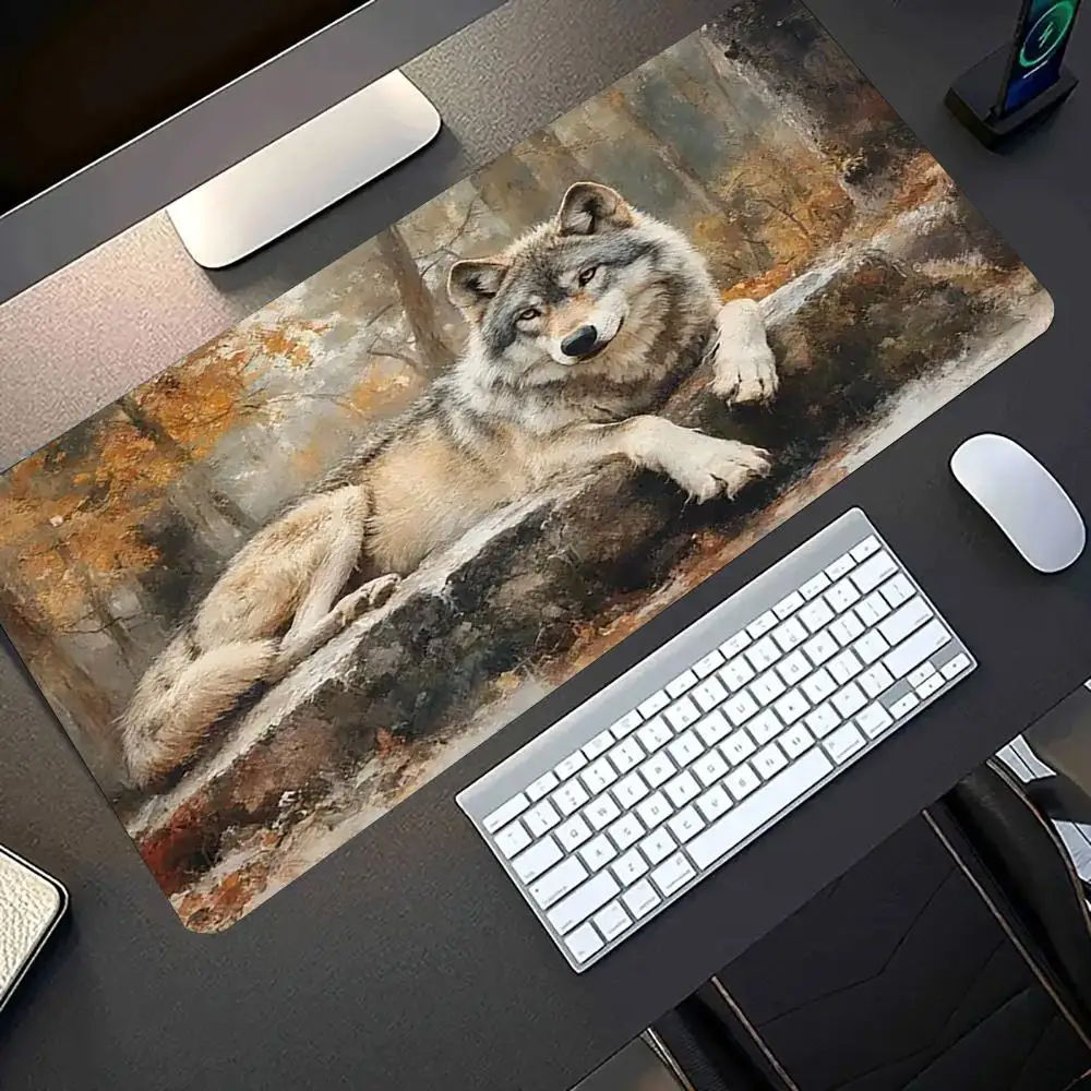

Autumn Forest Lion Pattern Mouse Pad Rubber Anti slip Laptop Desktop Pads Thickened Keyboard PC Accessories Lock Edge Design