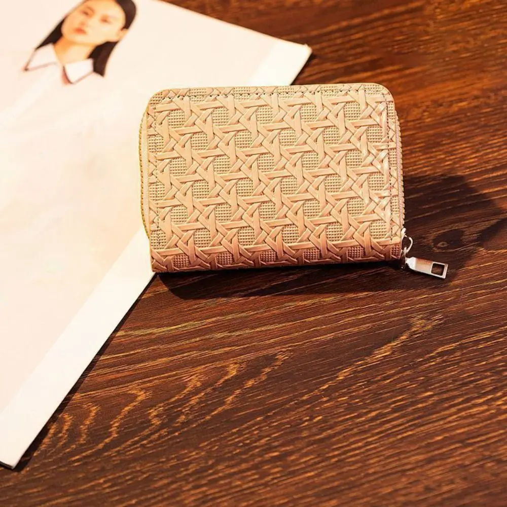 جديد 11 فتحة سستة حامل بطاقة بولي Leather الجلود مقاوم للماء حامل بطاقة الائتمان رقيقة جدا المنسوجة نمط محفظة صغيرة استخدام الأعمال