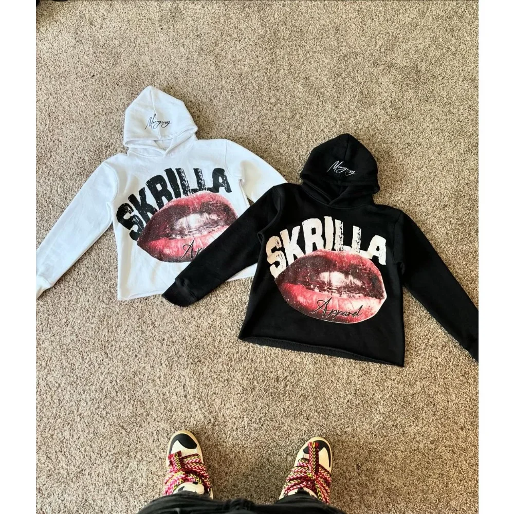 Pullover Hoodies Lip Print Y 2K Kleding Streetwear Sweatshirts Voor Heren Sportswear Hoodie Gothic American Harajuku Heren