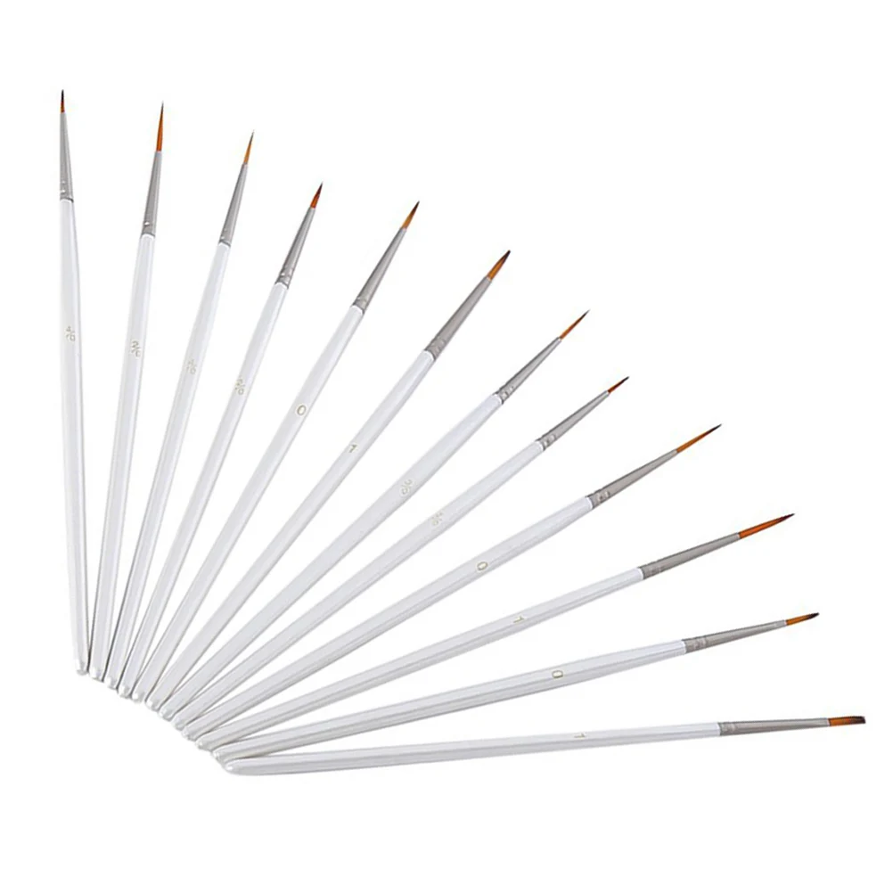 

12Pcs Miniature Brushes For Fine Detailing Art Painting Face Models Nail Art Use With Acrylic Watercolor Oil White
