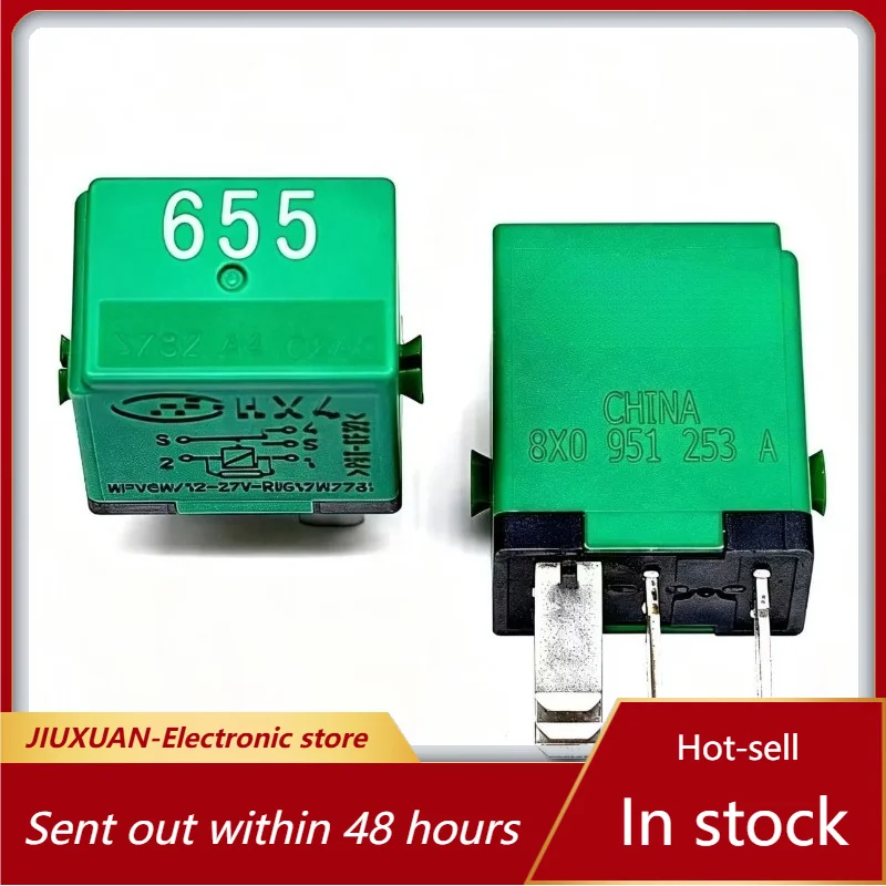 New 1pcs/lot Auto Relay 8X0 951 253A DC12V 4Pin SPST Green Automotive Relay For Car Headlight Wiper Control Replacement