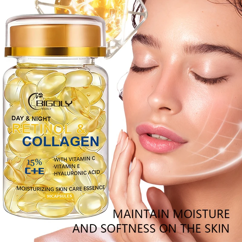 90Pcs Retinol Collagen Moisturizing Skin Care Essence, Contains Collagen and Other Skin Care Ingredients, Nourishes, Moisturizes, and Brightens the Skin, Making It Smooth, Delicate, and Elastic Individually Packaged, Clean and Hygienic