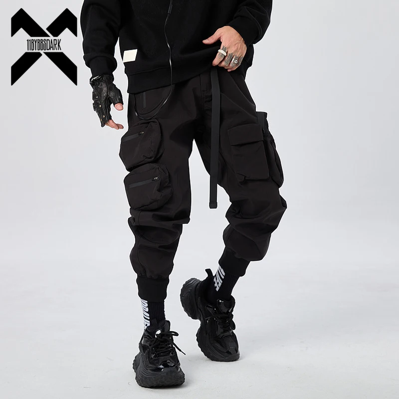 Men's Tactical Cargo Pants 2025 New Streetwear Joggers with Multi-Pockets Black Utility Work Pants Elastic Waist Casual Trousers