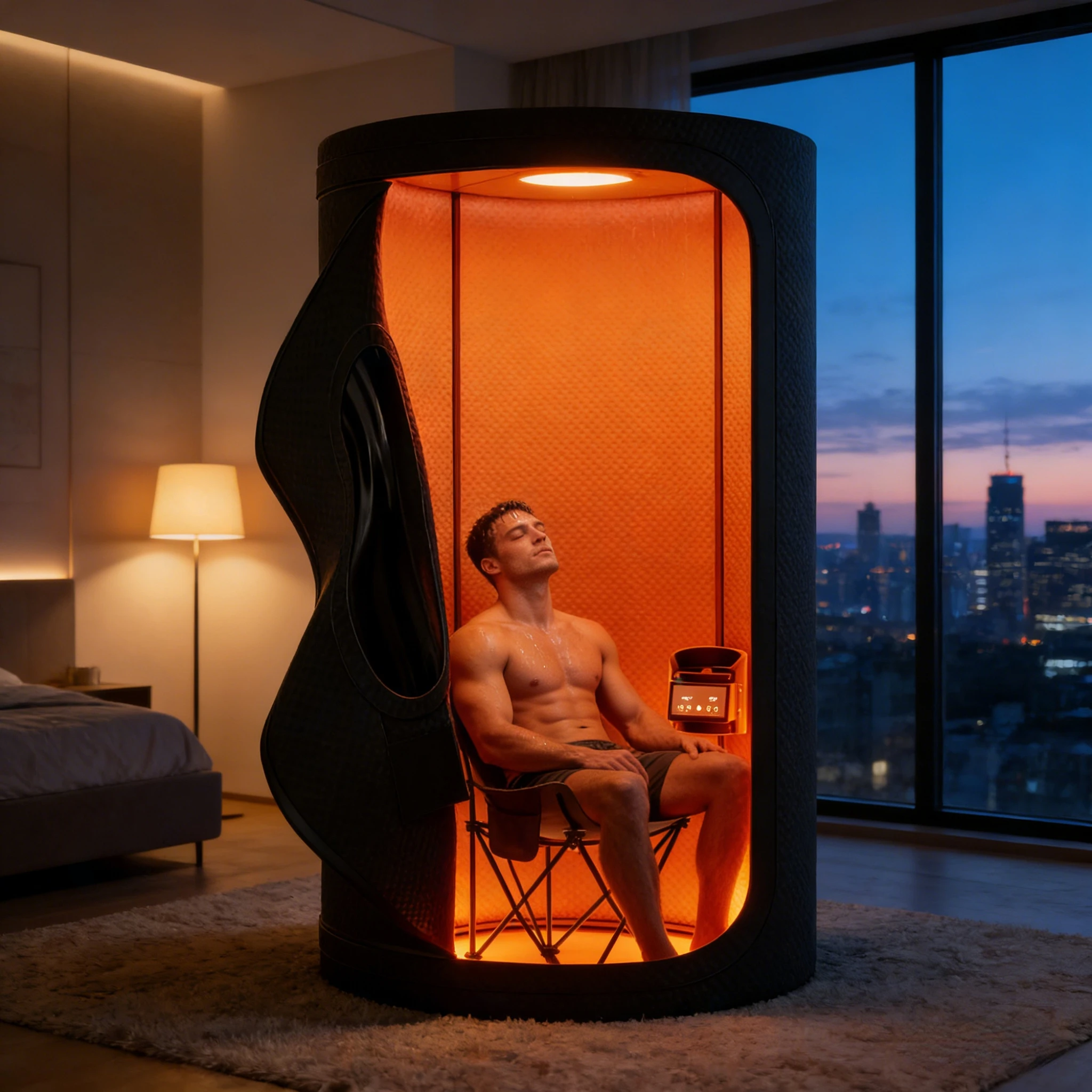 Electric Hot Air Dry Sauna Pod 100% Organic Cotton Fabric UV‑Resistant Fast Heating Up To 185°F Home Spa Sauna Tent
