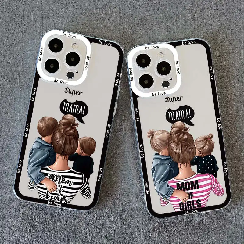 Family Mama Of Girl Mom Angel Eye Clear Phone Case For iPhone 13 12 11 Pro Max 15 14 Pro Max Plus XR XS X 7 8 Plus SE 2020 Cover image 5