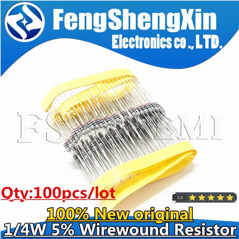 

100pcs 1/4W 5% Wirewound Resistor Fuse 0.5R 2.2R 3.9R 4.7R 5.1R 10R