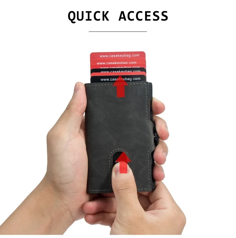 Pop Up Card Holder Wallet Business Multifunction Men's Wallet Small Money Bag for Woman Zipper Coin Pocket