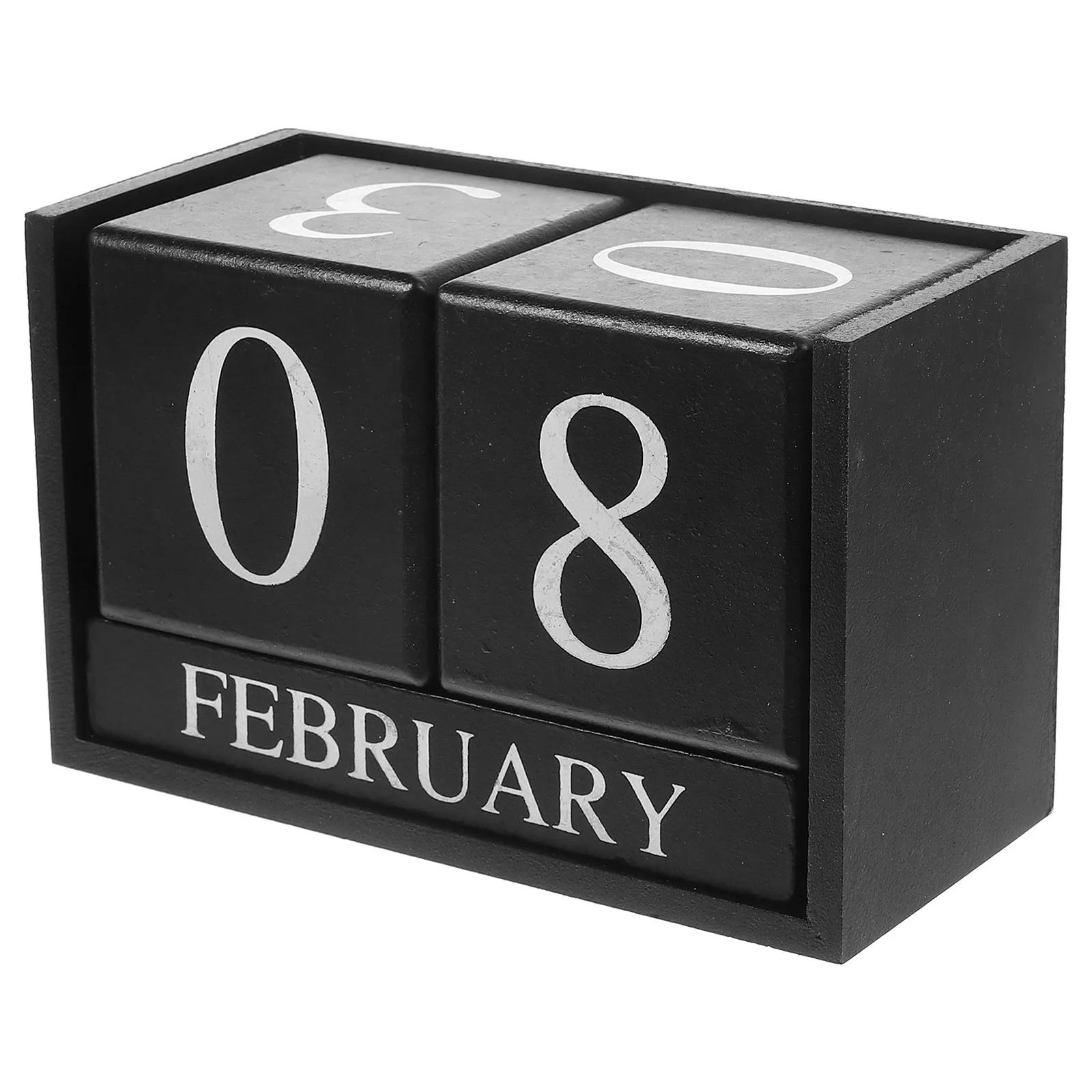 

Iron Calendar Desk Ornament Black Small Office Standing Perpetual Wooden Block Home Accessory Table Top Study Living Room
