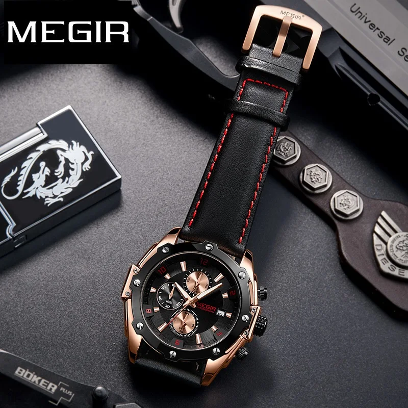 Megir Watch For Men часы мужские наручные Montre Homme Reloj De Hombre Con Envio Gratis Quartz Sports שעון יד גברים Chronograph