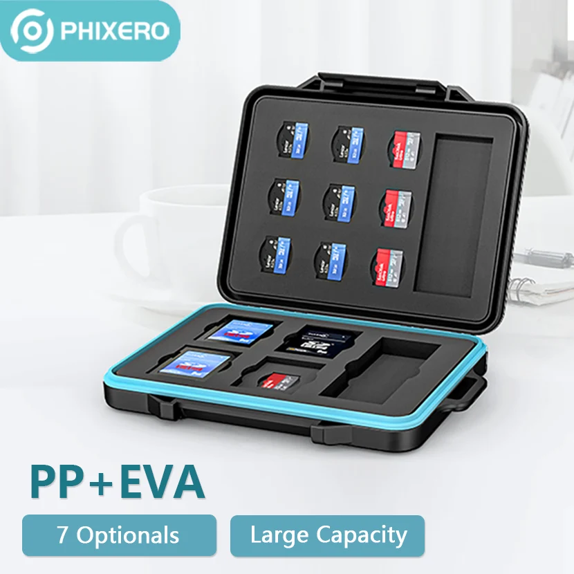 PHIXERO Portable EVA Bag Storage Box for 2.5 inch HDD M2 SSD TF CF Micro SD Memory Card Hard Drive Disk Cover Case Caddy Pocket