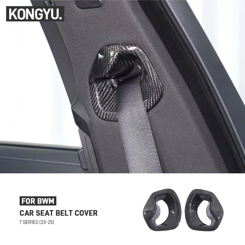 

For BMW 7 Series G70 2023-2025 Real Carbon Fiber Car B-pillar Seat Safety Belt Decoration Cover Trim Car Interior Accessories