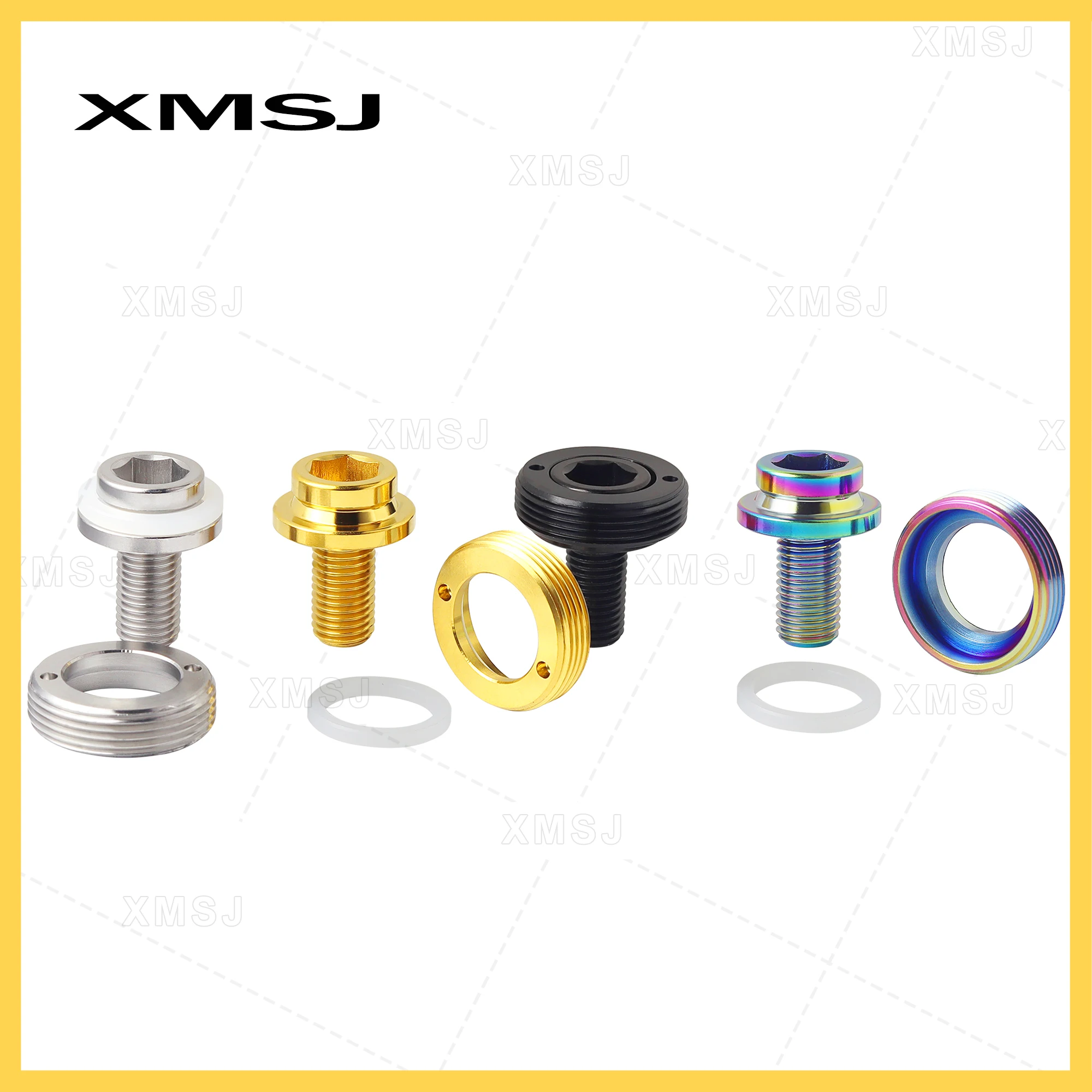 XMSJ   Bike Bottom Bracket Axle Crank Screw Fixing Crank Set Titanium Bolts M8x15mm Square Bicycles Crank Nut Whit Dust Cap