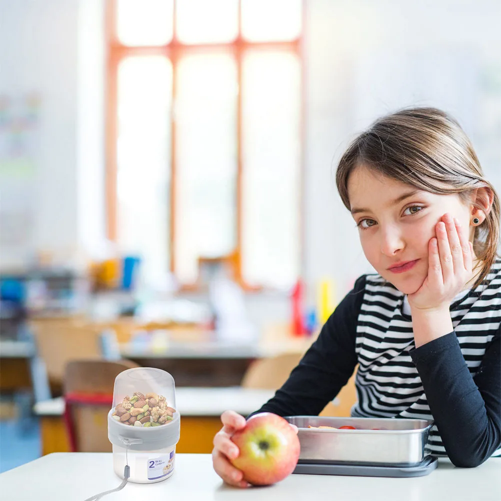 

2 set Double Layer Food Container Sealing Cup For Overnight Oats Cereal Yogurt Fruit Storage Portable Breakfast Box