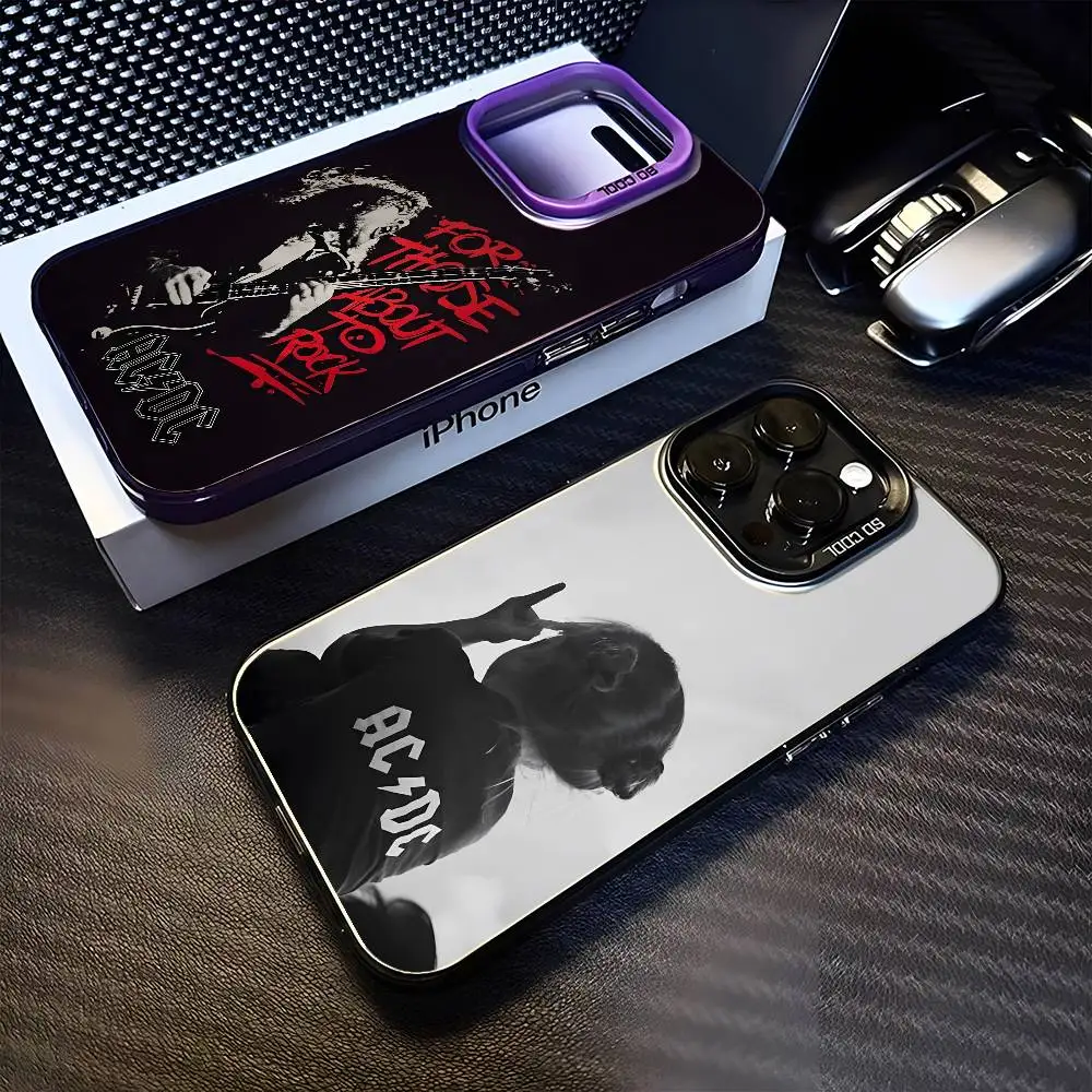 

Fashion A-AC-DC Phone Case For iPhone 16,15,14,13,12,11,Mini,Pro,MAX Purple Matte Shockproof Cover