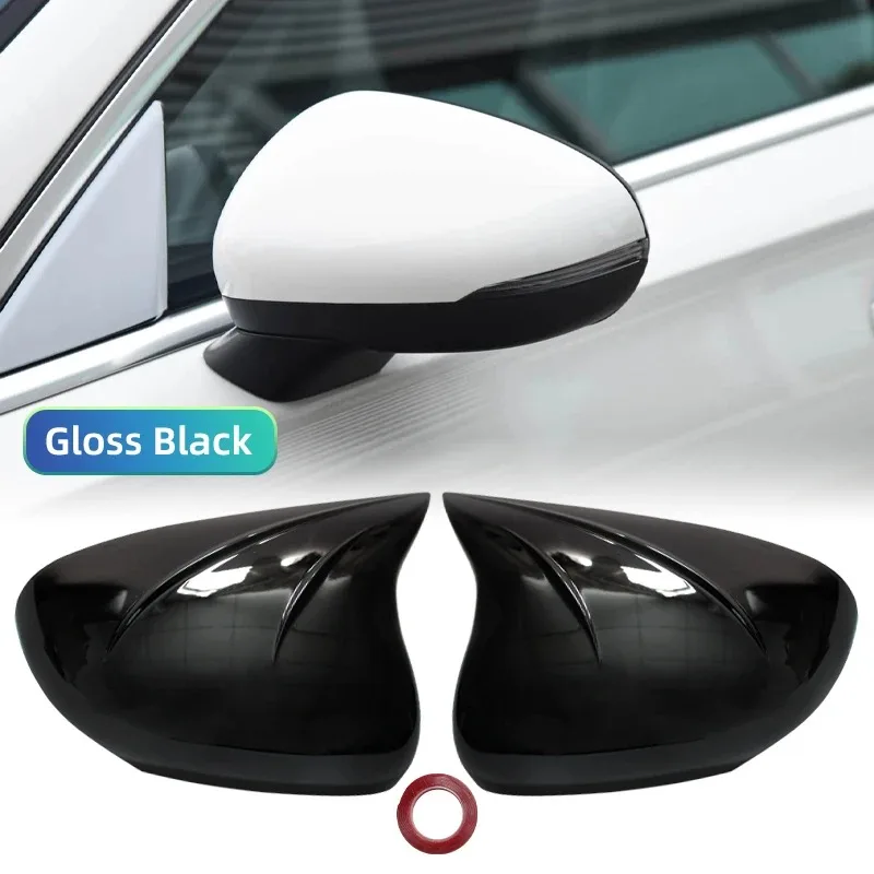

For Mercedes A-Class A180 2019-2025 Carbon Fiber Look Side Mirror Cover ABS Plastic Glossy Black Car Exterior Accessories