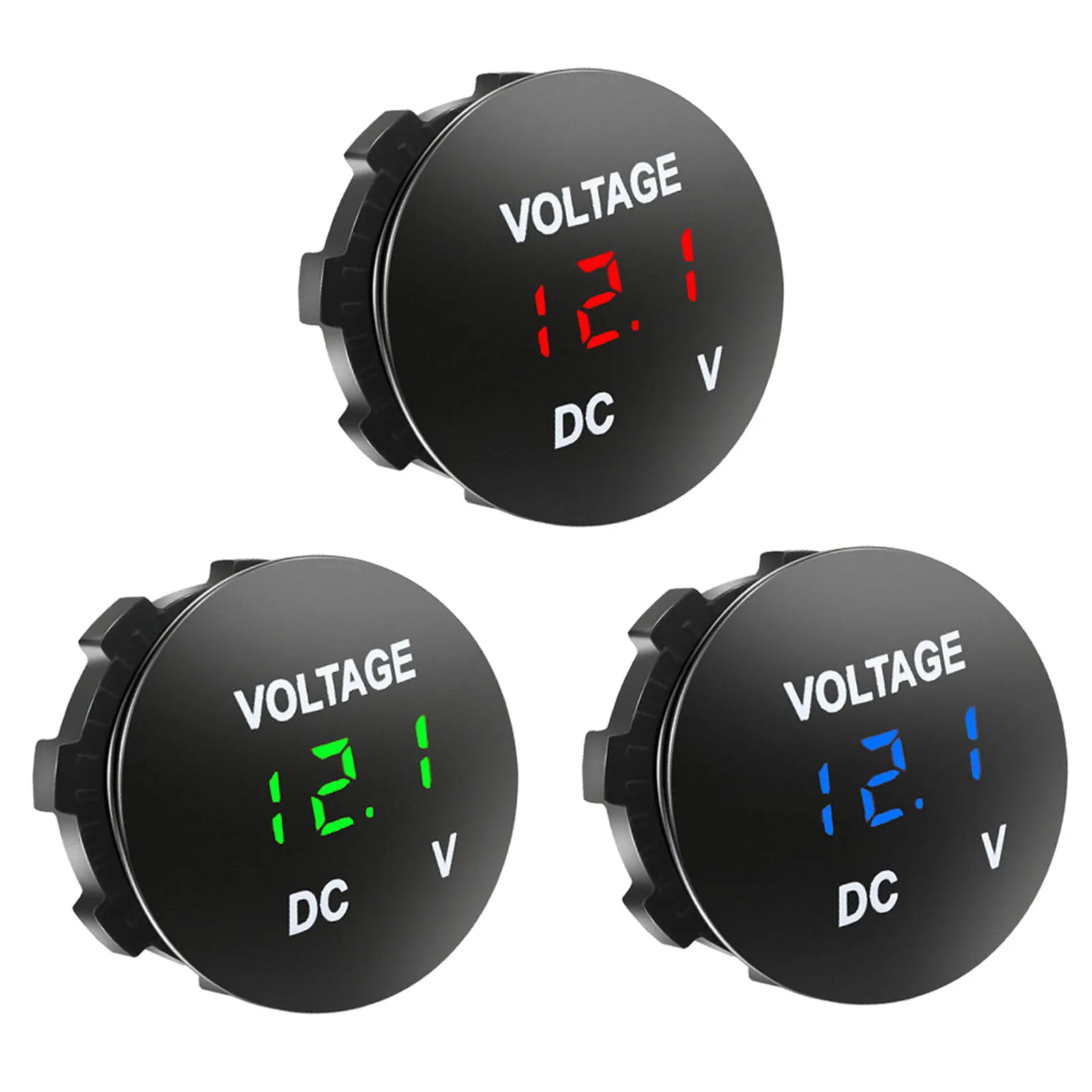 1PC Digital Voltmeter LED Digital Display Circular Voltmeter Car VoltageMeter 12-24V Digital Display Voltmeter