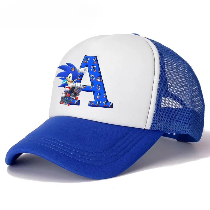 

Новая бейсболка Sonics с мультяшным принтом и 26 буквами, летняя дышащая сетчатая кепка для мальчиков и девочек, семейная кепка, подарок для детей