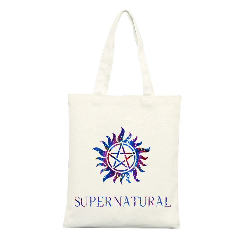 Pentagram Sun Graphic Canvas Tote Bag, Artistic Print for Casual Shopping and Daily Use