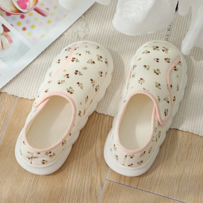 Zapatillas de estar por casa con botón, transpirables de algodón, de suela gruesa, para primavera, otoño y verano, para maternidad