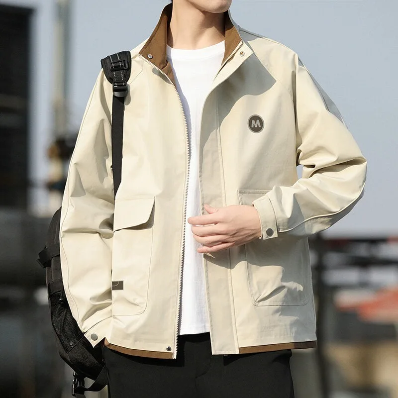 

Loose Fit Long Sve Men's Jaet American Sle Trendy Casual Workwear Retro Outerwear for Middle-aged And Young Men