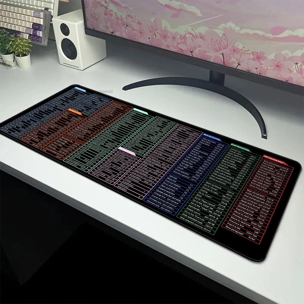

Large Excel Shortcuts Mouse Pad Extended Mouse Mat Home Office Keyboard Mousepad Desk Mat Stitched Edge Non-Slip Rubber 30x80cm