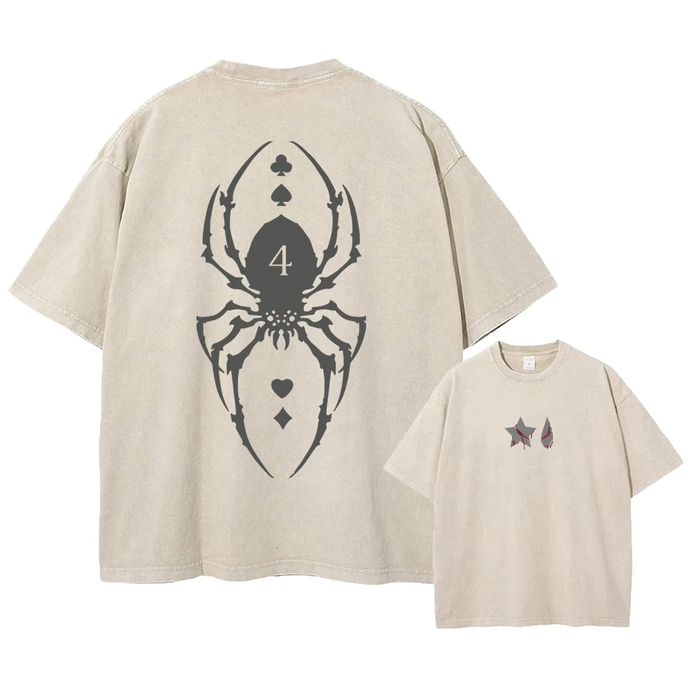 

Japanese Anime Hunter X Hunter Print T-shirt Men Washed TShirt Hip Hop Streetwear TShirt Summer Harajuku Acid Cotton Tee Unisex
