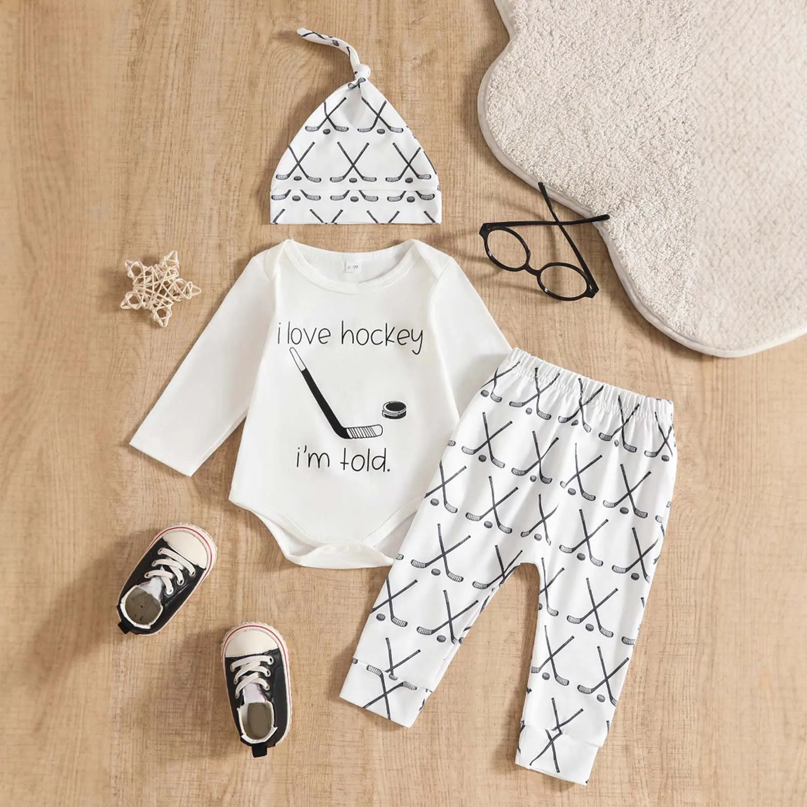 

Baby Boy Autumn Outfit Comfortable Soft Golf Letter Printed Long Sleeve Top Pants and Hat Casual Three Piece Set ropa de bebé