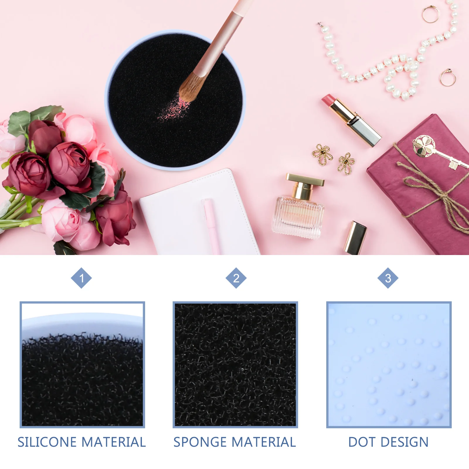 

4Pcs Brush Cleaning Box Eye Shadow Makeup Sponge Pad Removes Shadow Color Reusable Makeup Brush Cleaner Portable Travel