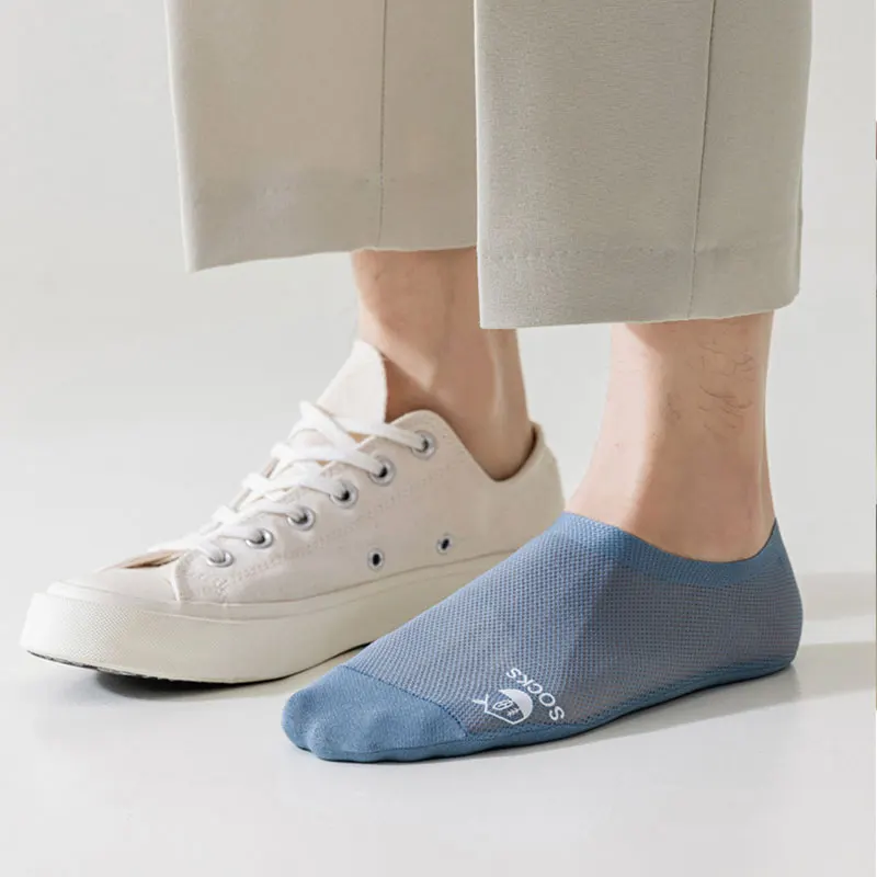 6 Pasang Kaus Kaki Musim Panas Pria Kaus Kaki Tanpa Pertunjukan Pergelangan Kaki Jaring Tipis Kaus Kaki Bisnis Ultra-tipis Nyaman Penyerap Keringat