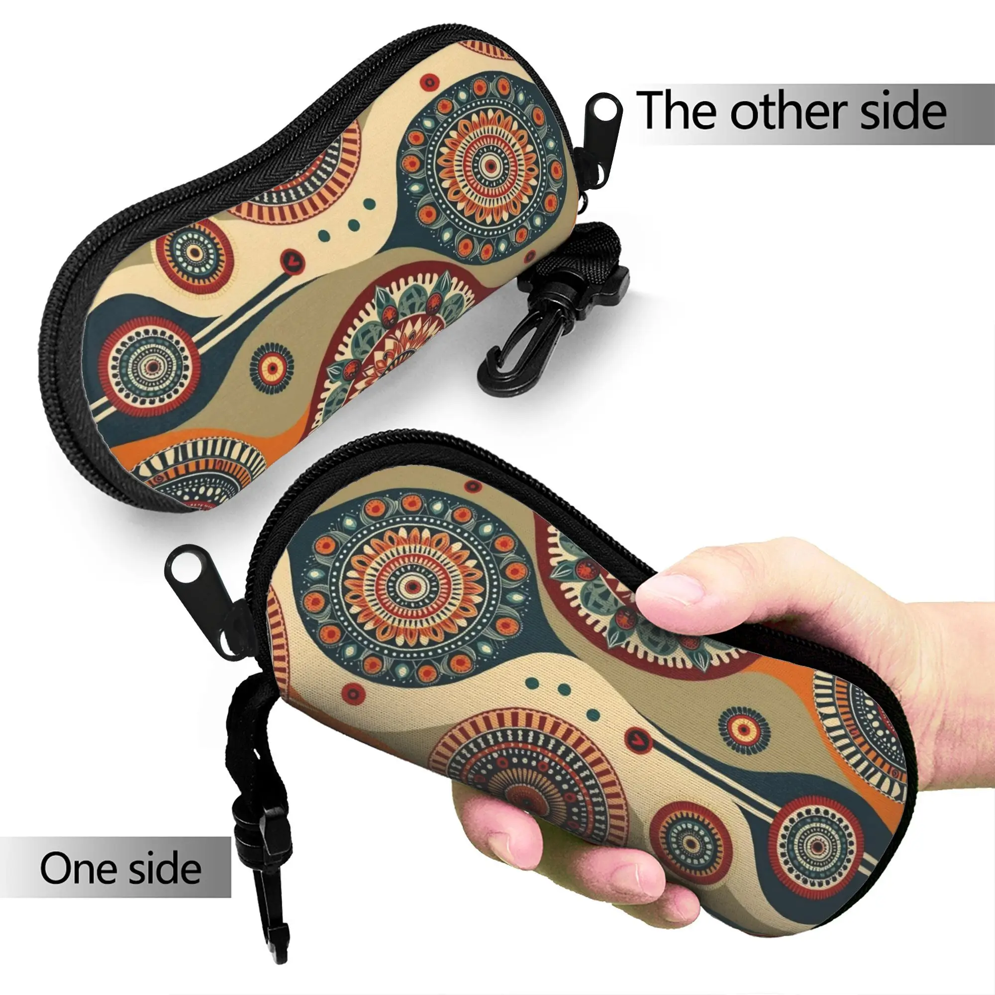 Retro Bohemian Woven Pattern  Glasses Case  Sunglasses Pouch Daily Cute Eyewear Bag Portable Men Women Eyeglass Protector