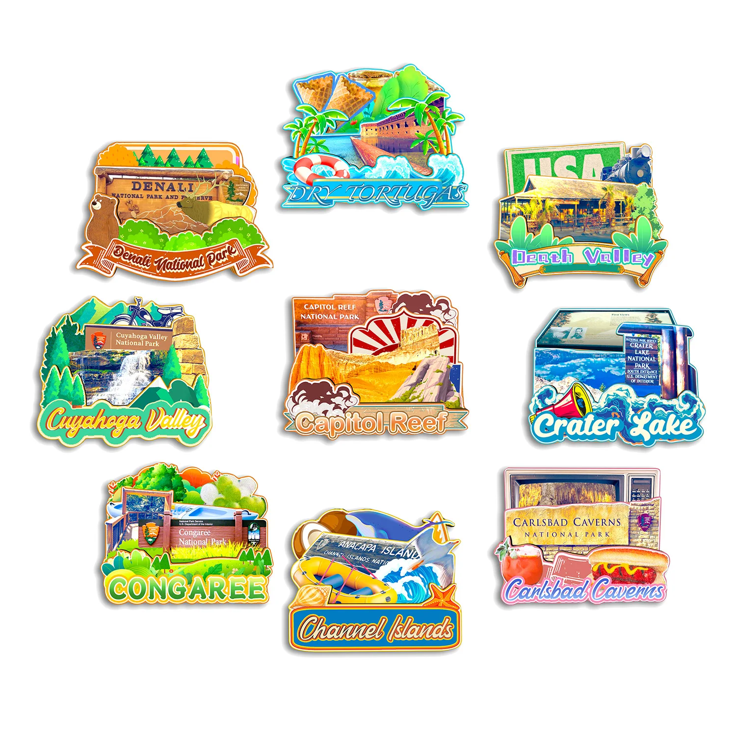 Capitol Reef Carlsbad Caverns Channel Islands Congaree Crater Lake Cuyahoga Valley Death Valley Национальный парк Denali + холодильник США Capitol Reef Carlsbad Caverns Channel Islands Congaree Crater Lake Cuyahoga Valley Death Valley Национальный парк Denali + холодильник США