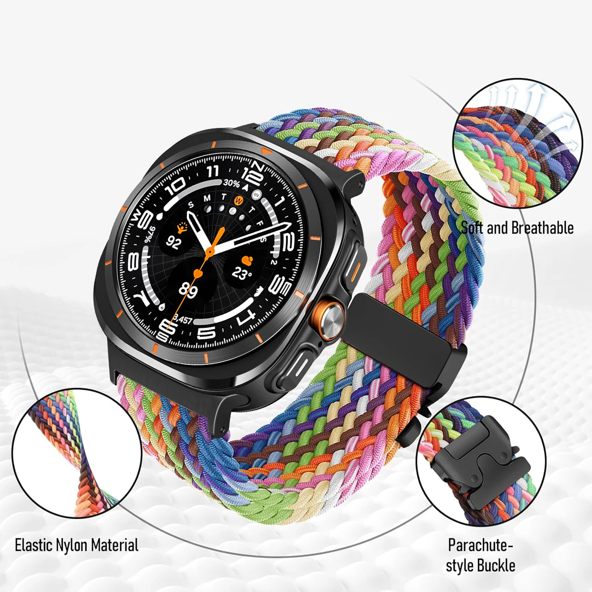 For Samsung Galaxy Watch Ultra Strap 47mm Accessories Magnetic Nylon Braided wrist belt Bracelet Correa Galaxy Watch7 Ultra Band