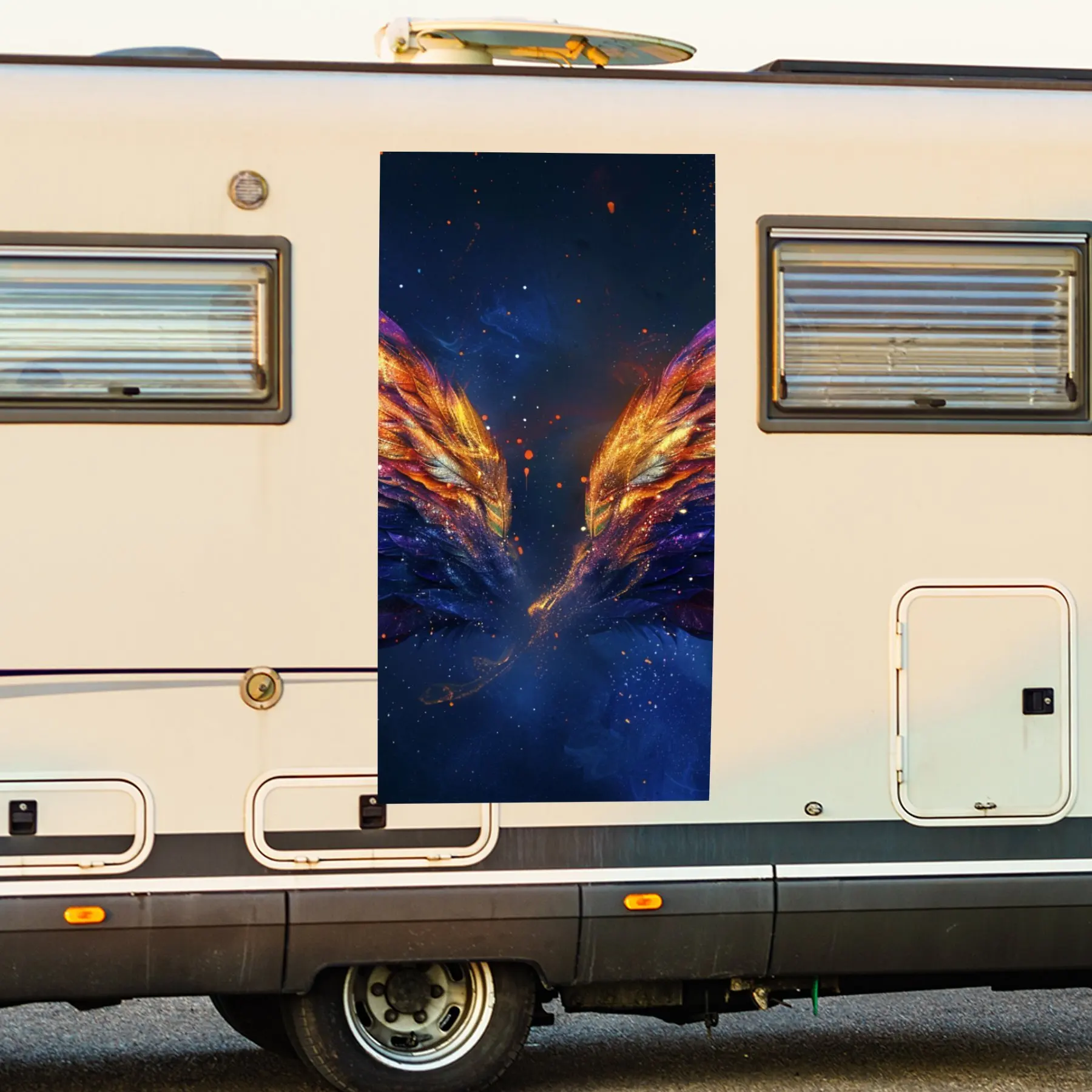 

Добавьте космический флесс на автофургон! Виниловая наклейка для двери автомобиля на колесах, водонепроницаемые самоклеящиеся виниловые наклейки для хвоста автомобиля и бу