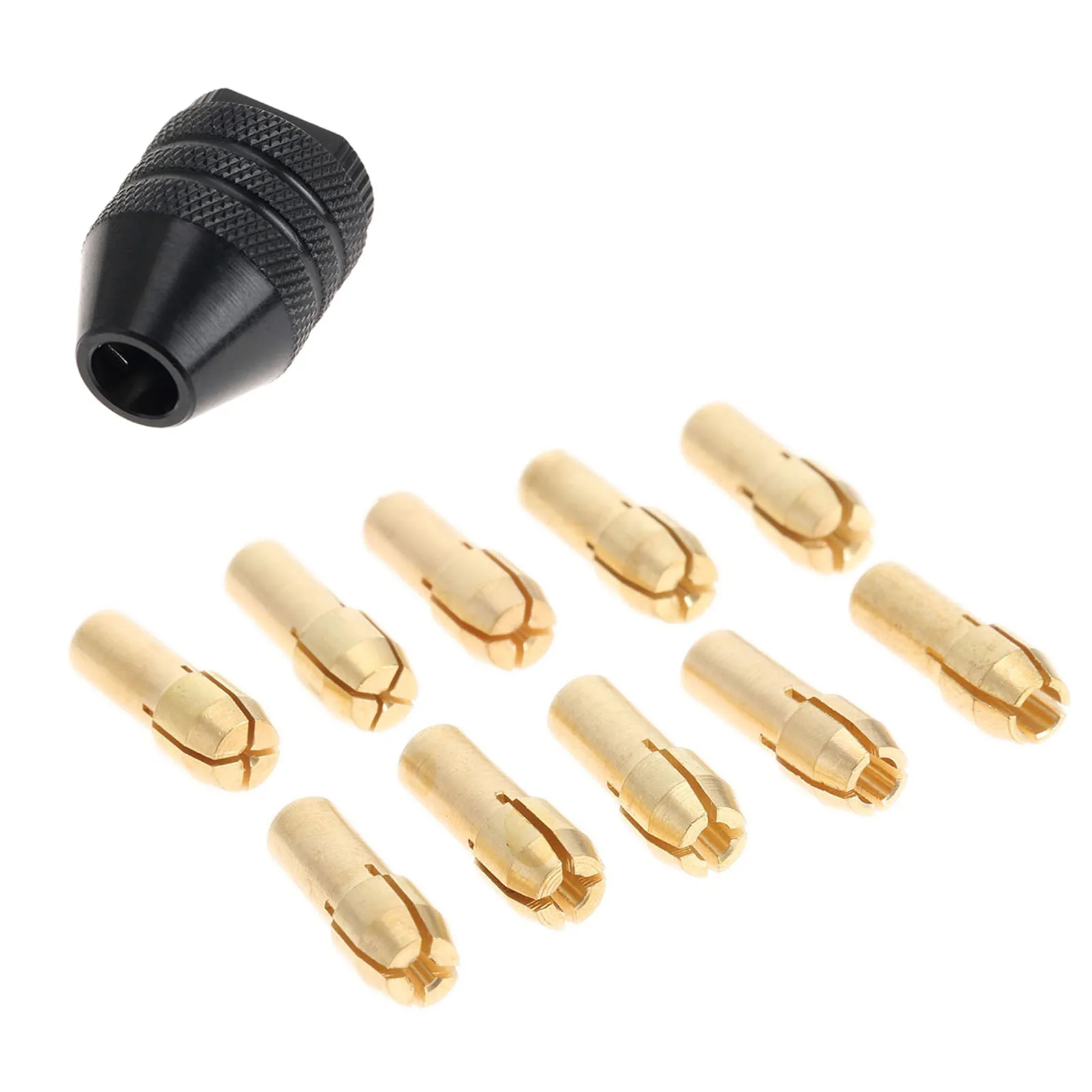 11 sztuk mosiężny tuleja zaciskowa 0.5-3.2mm uchwyt wiertarski 4.3mm + 7*0.75 krótki ogon bezkluczowy uchwyt wiertarski akcesoria narzędziowe obrotowy Dremel — zdjęcie 2