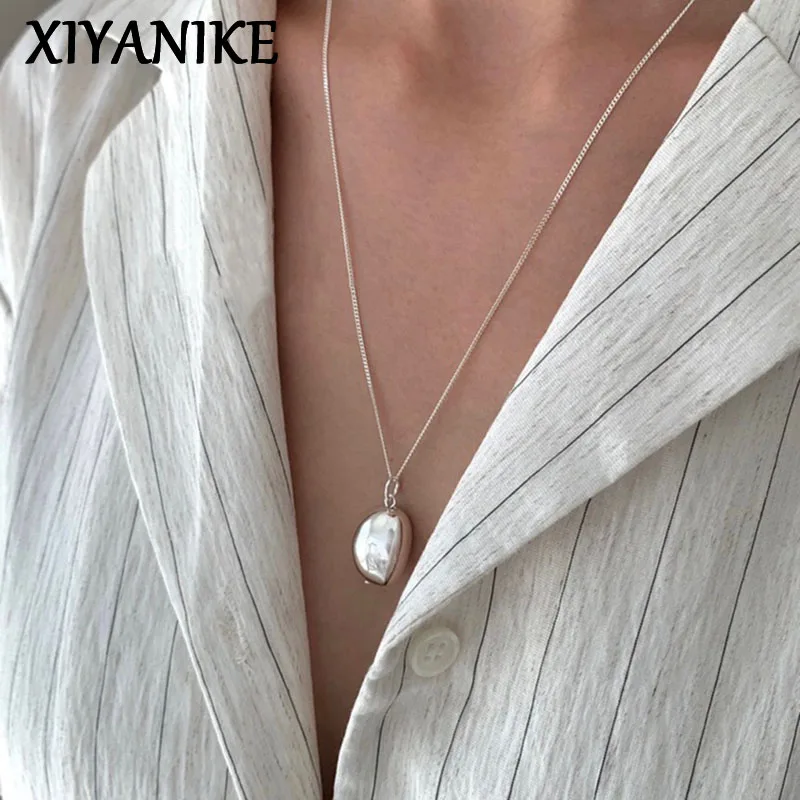 XIYANIKE teksturowane metalowe perły pionowy wisiorek pasek naszyjnik dla kobiet dziewczyna moda nowa biżuteria panie prezent Party collier femme