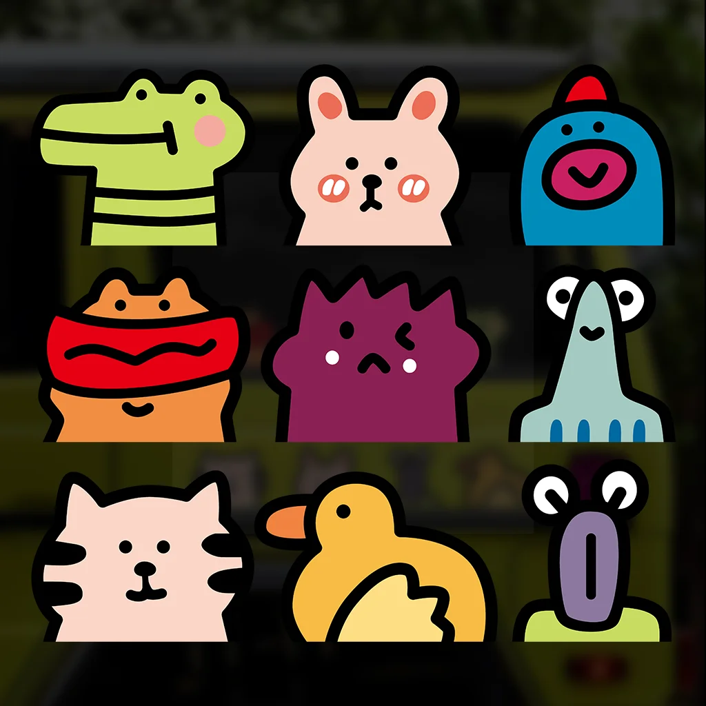 

Cartoon Animals Reflective Vinyl Car Accessories Modified Stickers Auto Door Rear Windshield Personality Decor Decals