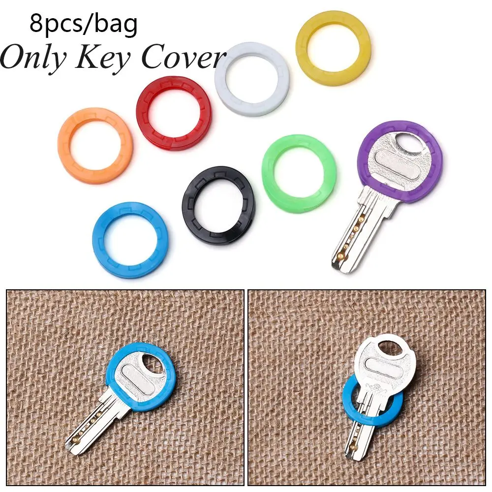 

8pc/set Fashion Bag Organizer Silicone Key Cap Covers Key Case Keyring Rings Topper Key Holder