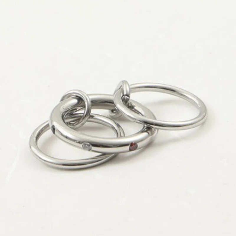 Three-layer Colorful Zircon Ring for Women Stainless Steel Silver Color Ring New