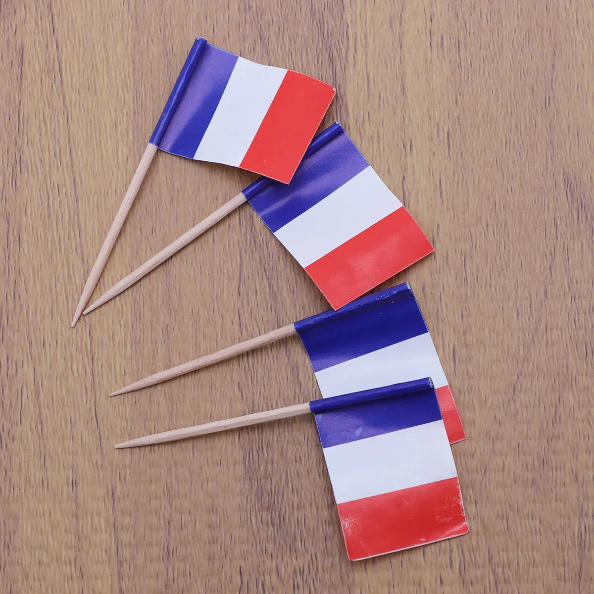 100Pcs France Flag Paper Cake Toppers Party Decorations for Birthday Halloween Festival Garden Party Cupcake Muffin Cookie Fruit