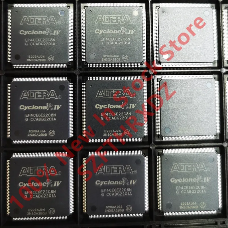 100% NEW ORIGINAL EP4CE6E22C8N TQFP144 FPGA Cyclone® IV E Family 6272 Cells 60nm Technology 1.2V 144-Pin EQFP EP Tray (5PCS)