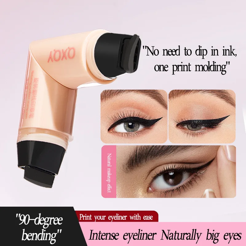 قلم تحديد العيون QXQY Easy Stamp Wing - طرف مزدوج (ختم + قلم رصاص)، مقاوم للماء، سريع الجفاف، ملابس طوال اليوم، تطبيق مقاوم للكسر، Mus