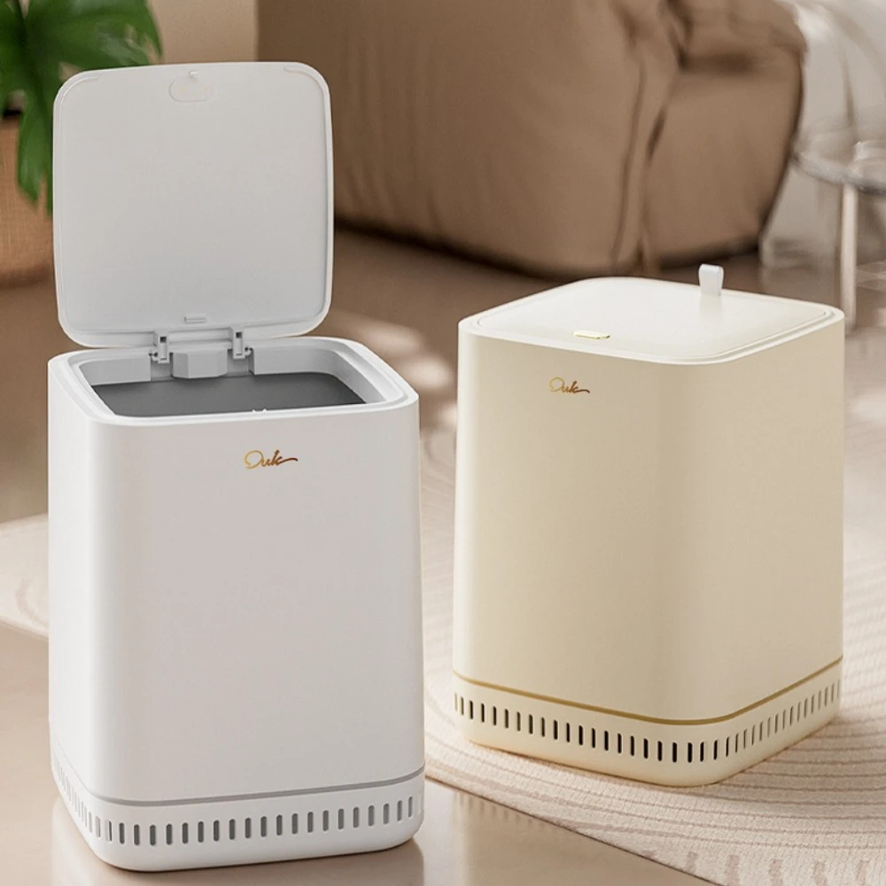 

Квадратные мусорные баки с откидной крышкой в кремовом стиле, дышащие контейнеры для мусора с акцентным минималистичным дизайном для дома и ванной комнаты, подарки