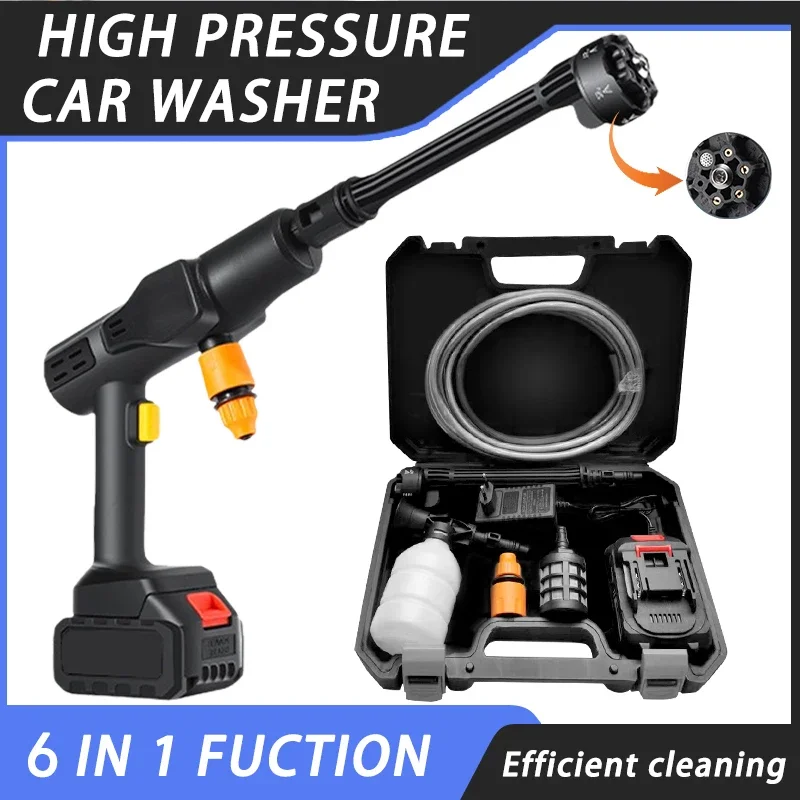 6-IN-1 Electric Cordless High Pressure Cleaner Washer Water Gun Car Wash Portable Cleaning Machine No Toolbox for Makita Battery