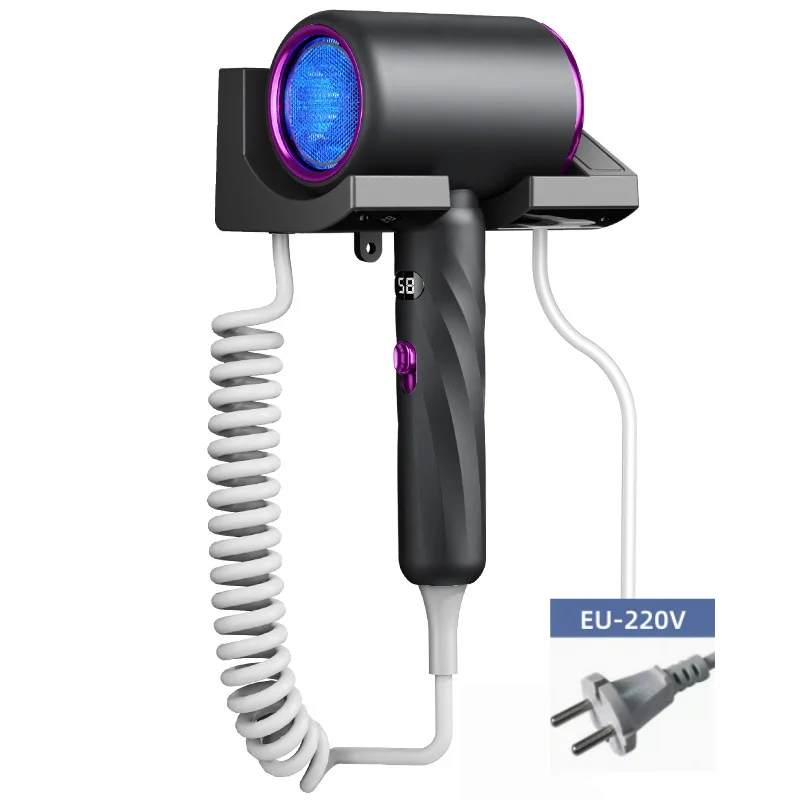 2026 Hotel Specific Hair Dryer, High-Speed Silent, Negative Ion Digital Display, No Drilling, Wall Mounted Bathroom, Toilet