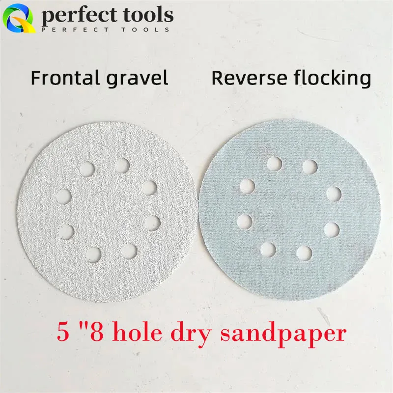 5-Inch 8-Hole Dry Sandpaper Car Atomic Ash Grinding Flocking Round 125mm Sander Sandpaper