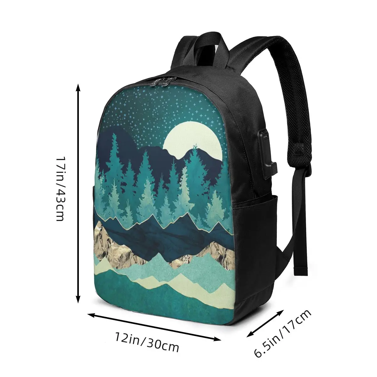 Nighttime Pine Forest Backpack Travel Notebook Bag Computer College Student School Bag Laptop Shoulder Bags for Men Women