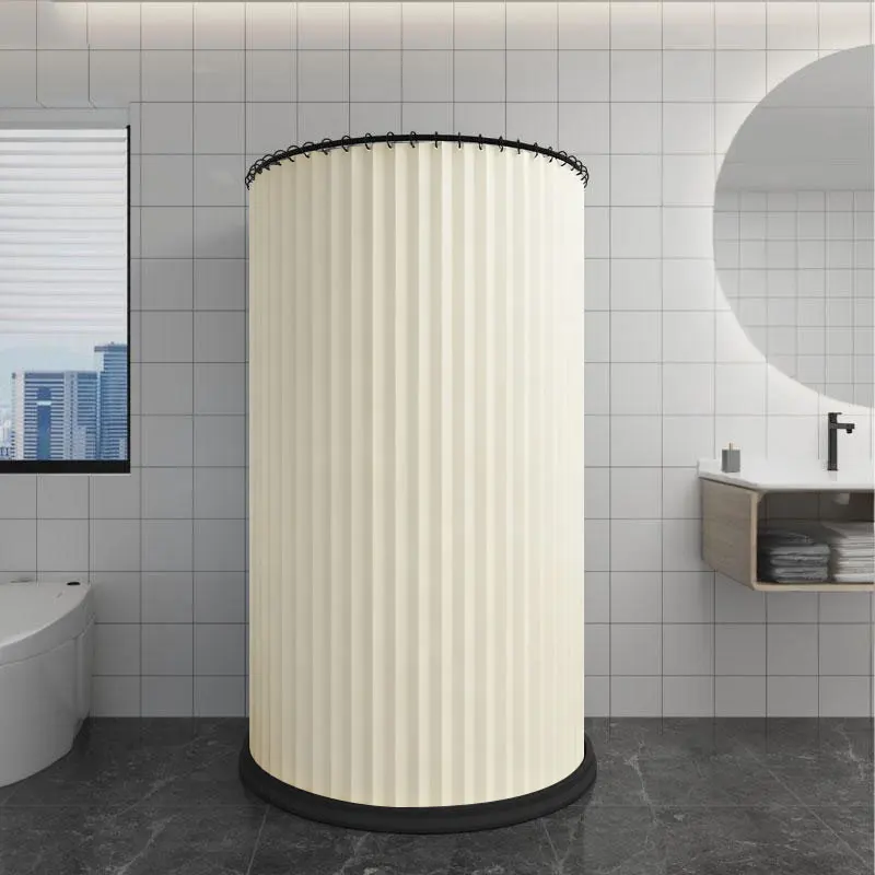 Thick Foldable Shower Curtain Heavy Duty Fabric Shower Divider Bathroom Privacy Screen Easy Install Hooks Durable